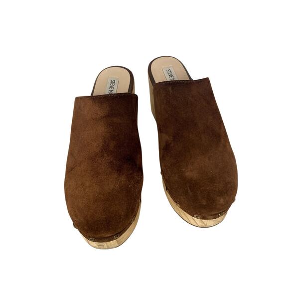 Steve Madden Brooklyn 1 Studded Suede Platform Clogs 8.5 Cognac - Picture 2 of 10